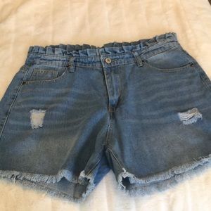 Lily clothing denim shorts with ruffle waist band
